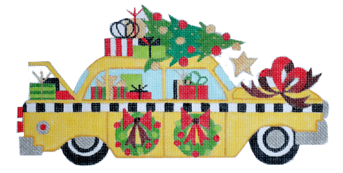 Christmas Taxi Cab Painted Canvas Raymond Crawford Designs 