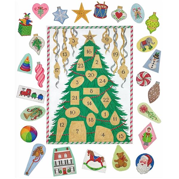 Christmas Tree Advent Calendar Painted Canvas Kate Dickerson Needlepoint Collections 