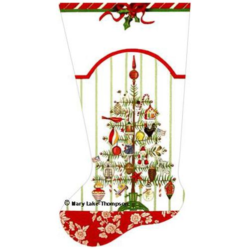 Christmas Tree and Ornaments Stocking (MLT) Painted Canvas Melissa Shirley Designs 