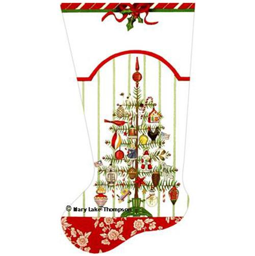 Christmas Tree and Ornaments Stocking (MLT) Painted Canvas Melissa Shirley Designs  - 1