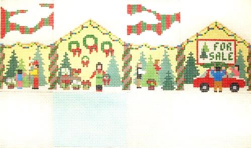 Christmas Tree Lot Mini-House Painted Canvas Susan Roberts Needlepoint Designs, Inc. 