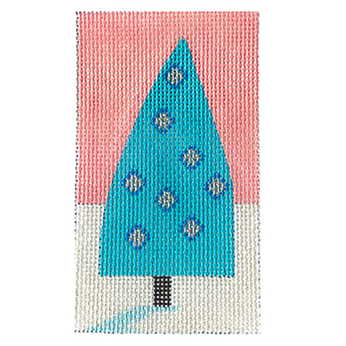 Christmas Tree Mini   Blue Painted Canvas Eye Candy Needleart  - 1