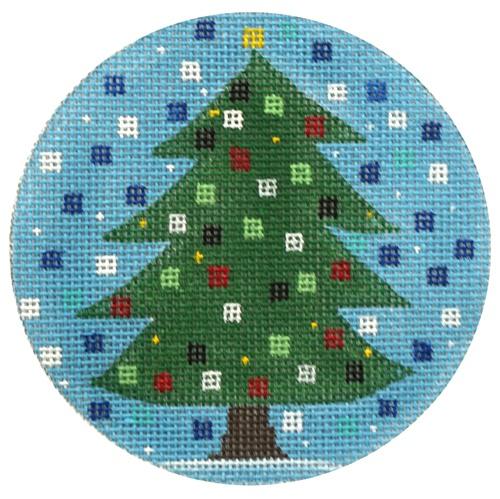 Christmas Tree Ornament Painted Canvas Danji Designs  - 1