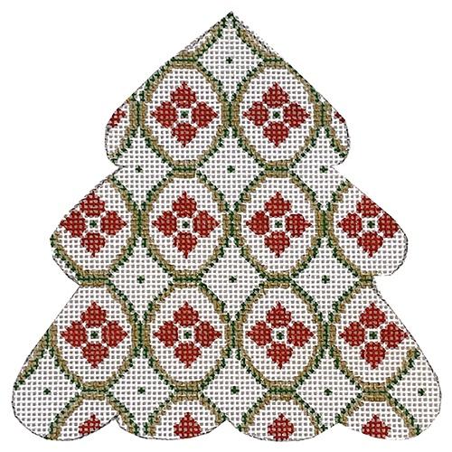 Christmas Tree   Poinsettias Tree with Stitch Guide Painted Canvas Danji Designs  - 1