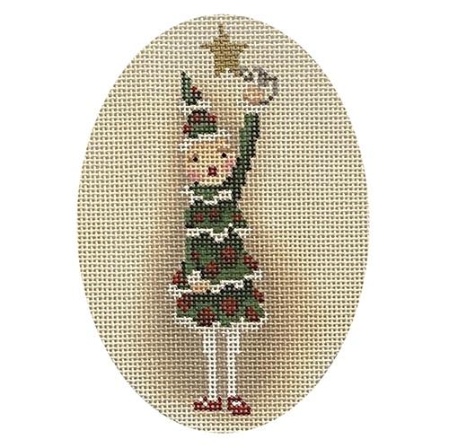 Christmas Tree Polar Girl Painted Canvas CBK Needlepoint Collections 