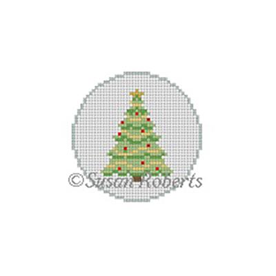 Christmas Tree Round Painted Canvas Susan Roberts Needlepoint Designs Inc. 
