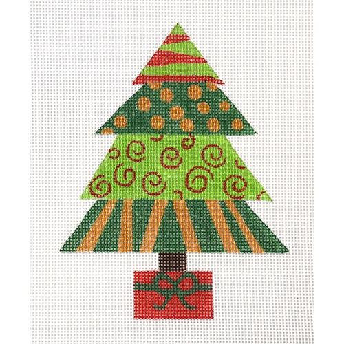 Christmas Tree Square Painted Canvas A Poore Girl Paints  - 1