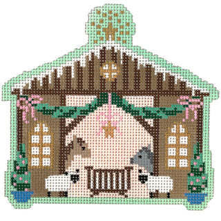 Christmas Village Manger Painted Canvas Le Point Studio 
