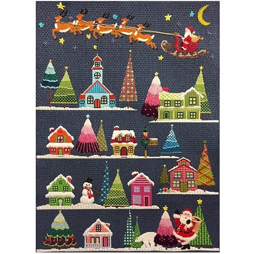 Christmas Village with Stitch Guide Painted Canvas A Stitch in Time 