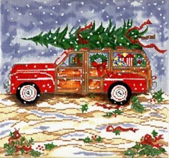 Christmas Woody on 13 Painted Canvas Susan Wallace Barnes 

