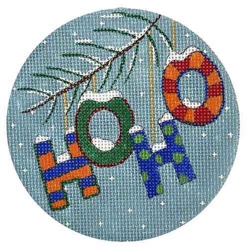 Christmas Words   Ho Ho in Blue & Orange Painted Canvas PLD Designs  - 1