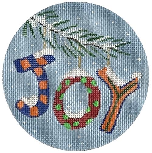 Christmas Words   Joy in Blue & Orange Painted Canvas PLD Designs  - 1