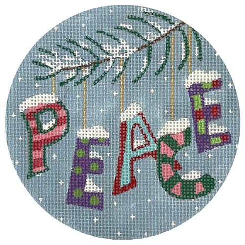Christmas Words   Peace in Pinks Painted Canvas PLD Designs  - 1