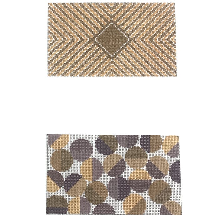 Circle & Stripes Eyeglass Case   Neutral Painted Canvas Initial K Studio  - 1