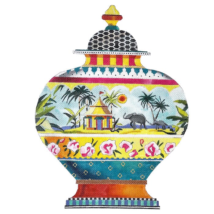 Circus Elephant Vase Painted Canvas Colors of Praise  - 1