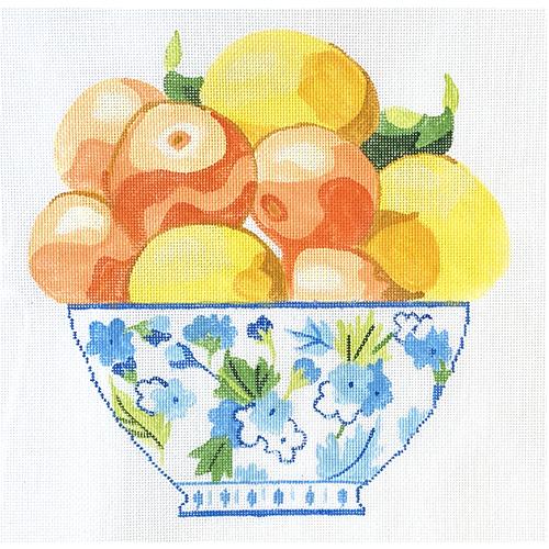 Citrus in a Bowl Painted Canvas Jean Smith 