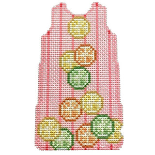 Citrus/Stripes Mini Shift Printed Canvas Two Sisters Needlepoint 
