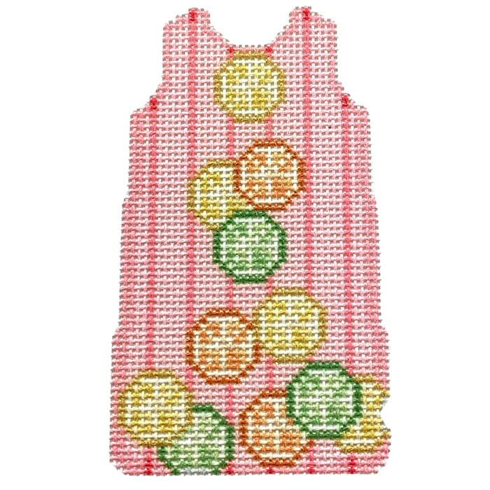 Citrus/Stripes Mini Shift Printed Canvas Two Sisters Needlepoint 
