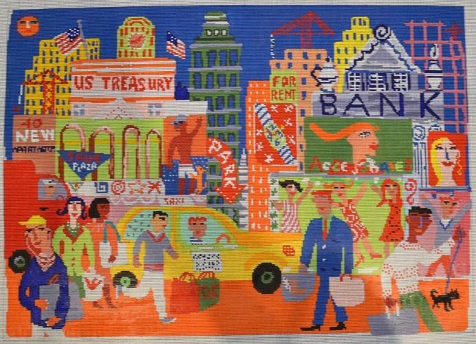 City Scene Painted Canvas Birds of a Feather  - 1