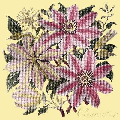 Clematis Needlepoint Kit Kits Elizabeth Bradley Design Butter Yellow 
