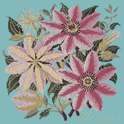 Clematis Needlepoint Kit Kits Elizabeth Bradley Design Duck Egg Blue 