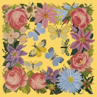 Clematis, Roses & Butterflies Needlepoint Kit Kits Elizabeth Bradley Design Sunflower Yellow 
