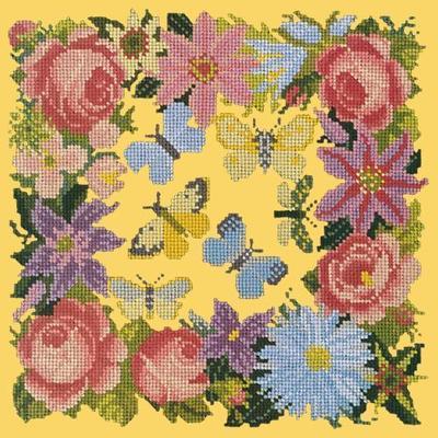 Clematis, Roses & Butterflies Needlepoint Kit Kits Elizabeth Bradley Design Sunflower Yellow 
