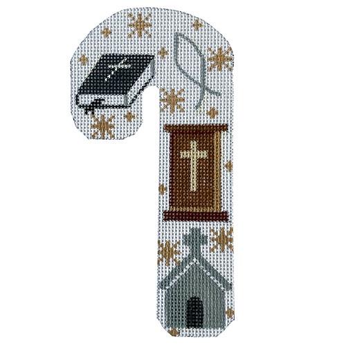 Clergy Candy Cane Painted Canvas Danji Designs  - 1