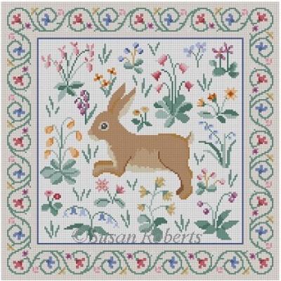 Cluny Rabbit Painted Canvas Susan Roberts Needlepoint Designs Inc. 