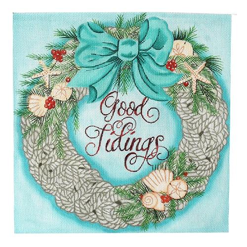 Coastal Tidings Wreath Painted Canvas Painted Pony Designs  - 1