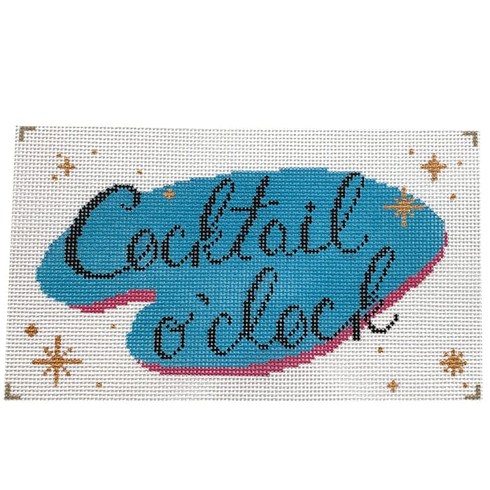 Cocktail O'clock Painted Canvas Anne Fisher Needlepoint LLC 