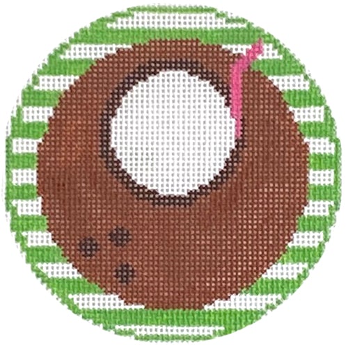 Coconut Monogram Round Painted Canvas Rachel Donley 