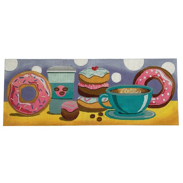 Coffee and Donuts Table Top Painted Canvas Alice Peterson Company  - 1