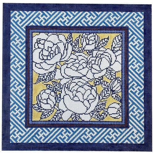 Color Me Peony Painted Canvas Anne Fisher Needlepoint LLC 