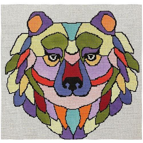 Colorful Bear with Stitch Guide Painted Canvas A Stitch in Time 
