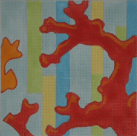 Colorful Coral Painted Canvas Julie Mar Needlepoint Designs  - 1