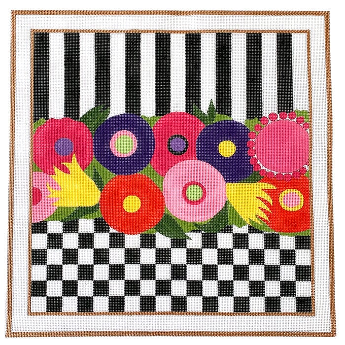 Colorful Flowers with Copper Border Painted Canvas Sew Much Fun  - 1