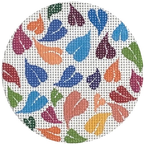 Colorful Leaves Round Insert Painted Canvas Lee's Needle Art Inc. 
