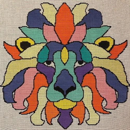 Colorful Lion Painted Canvas A Stitch in Time 