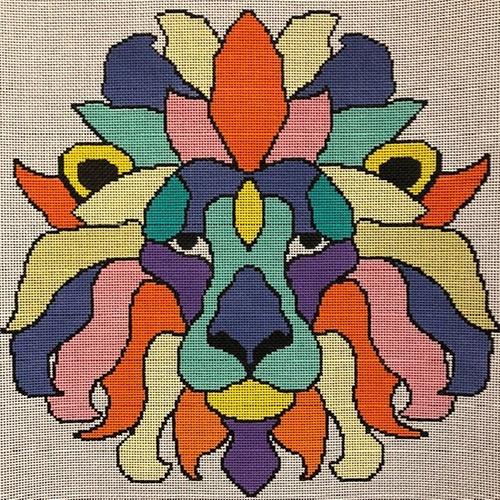 Colorful Lion Painted Canvas A Stitch in Time  - 1