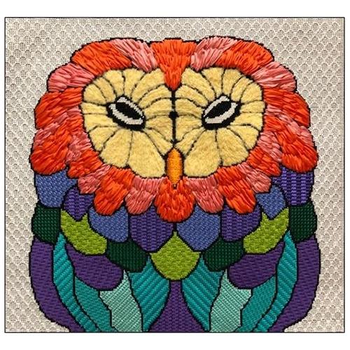Colorful Owl with Stitch Guide Painted Canvas A Stitch in Time 