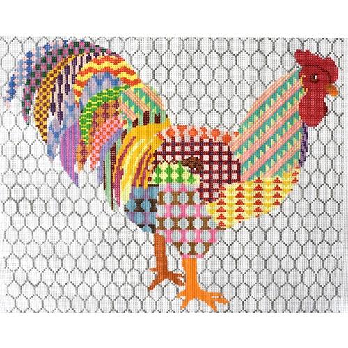 Colorful Rooster Painted Canvas Patt and Lee Designs  - 1