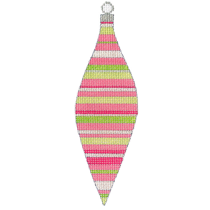 Colors of Christmas Ornament   Preppy Teardrop Painted Canvas Eye Candy Needleart  - 1