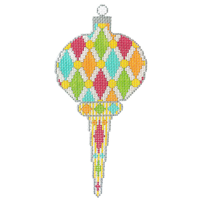 Colors of Christmas Ornament   Toy Box Finial Painted Canvas Eye Candy Needleart  - 1