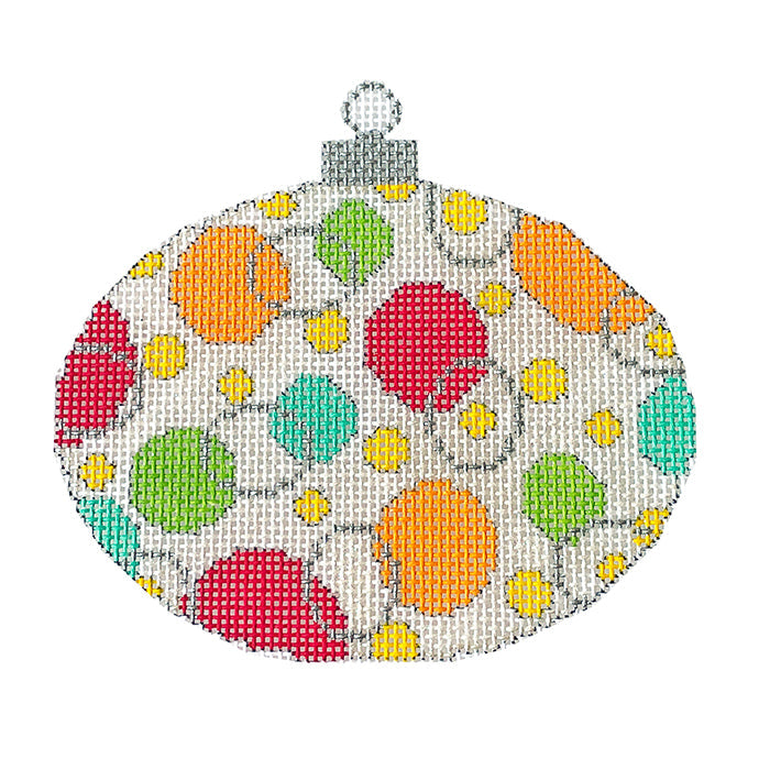 Colors of Christmas Ornament - Toy Box Oval Painted Canvas Eye Candy Needleart 