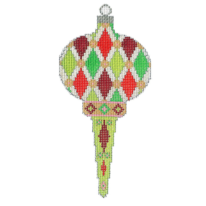 Colors of Christmas Ornament - Traditional Finial Painted Canvas Eye Candy Needleart 