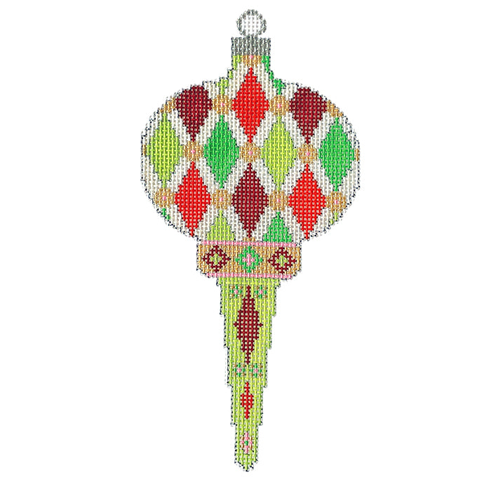 Colors of Christmas Ornament   Traditional Finial Painted Canvas Eye Candy Needleart  - 1