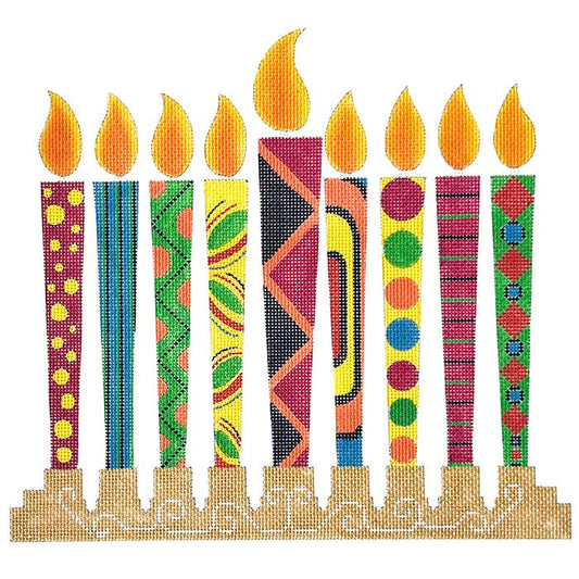 Colors of Hanukkah Menorah Painted Canvas Alice Peterson Company 