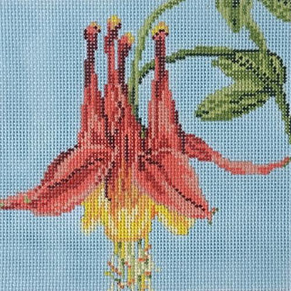 Columbine on 13 Painted Canvas Needle Crossings 
