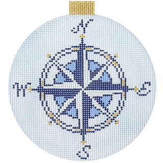 Compass Rose Ornament   Light Blue Painted Canvas Kirk & Bradley 
